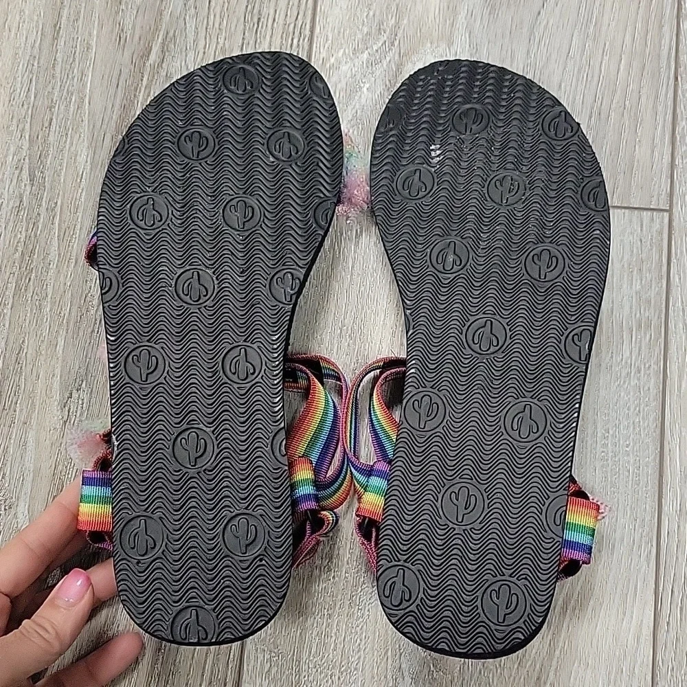 Arizona Love Size 42 (US 11) Rainbow and Black Trekky Fun Sandals NWOT - Picture 5 of 7